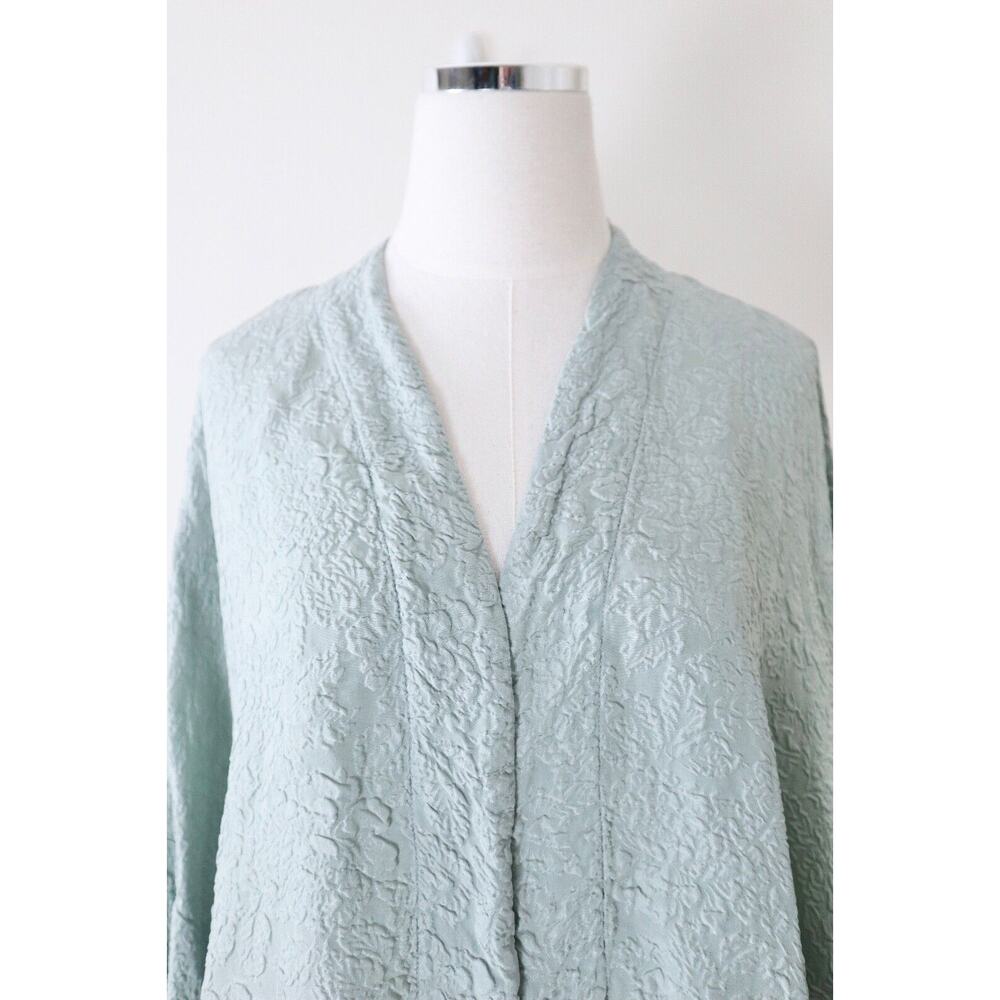 bryn walker Size S Silk Jacquard Kimono Jacket Wide Sleeve Short Light Blue - Picture 2 of 14